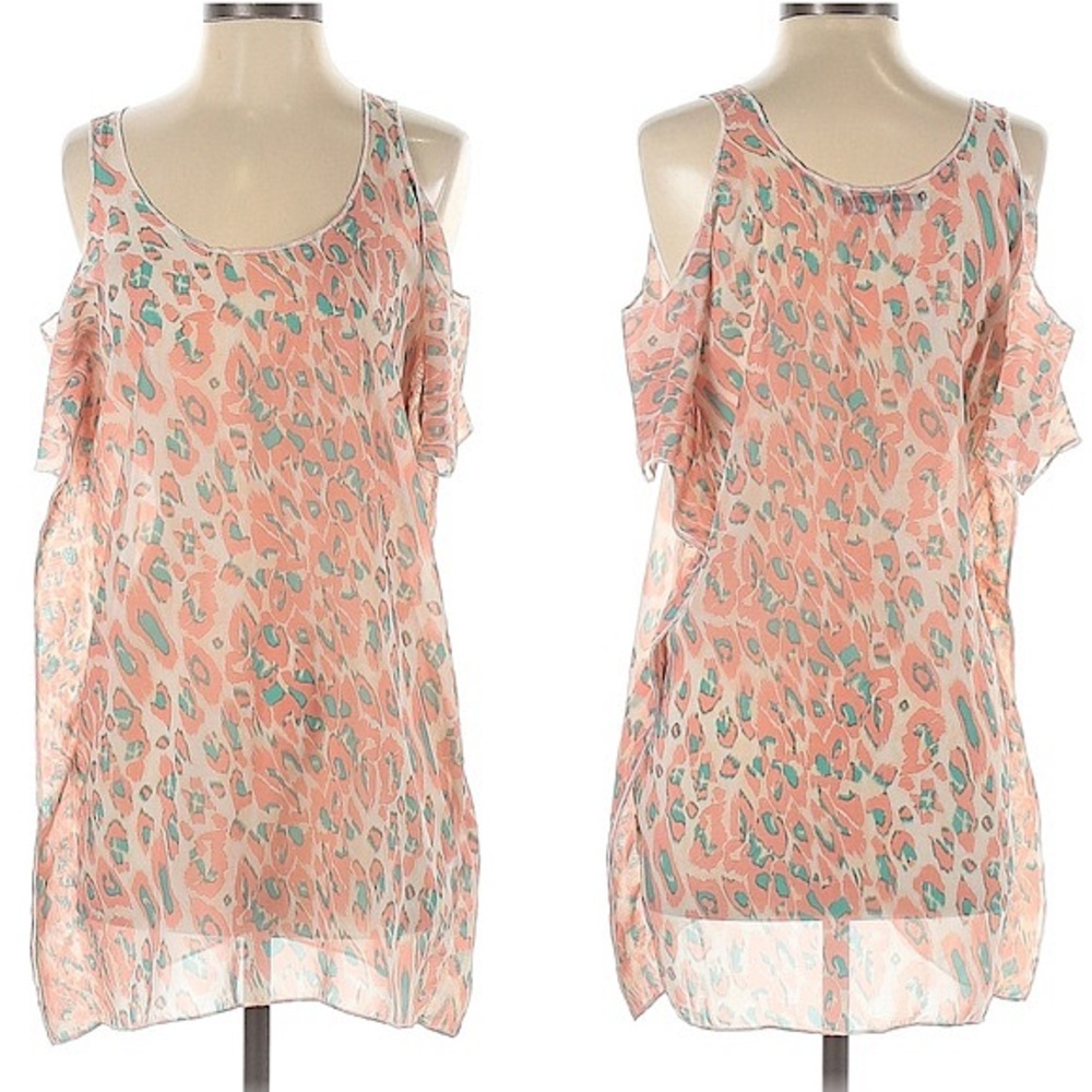 NWOT LOVERS + FRIENDS cold shoulder animal print sheer top size XS new